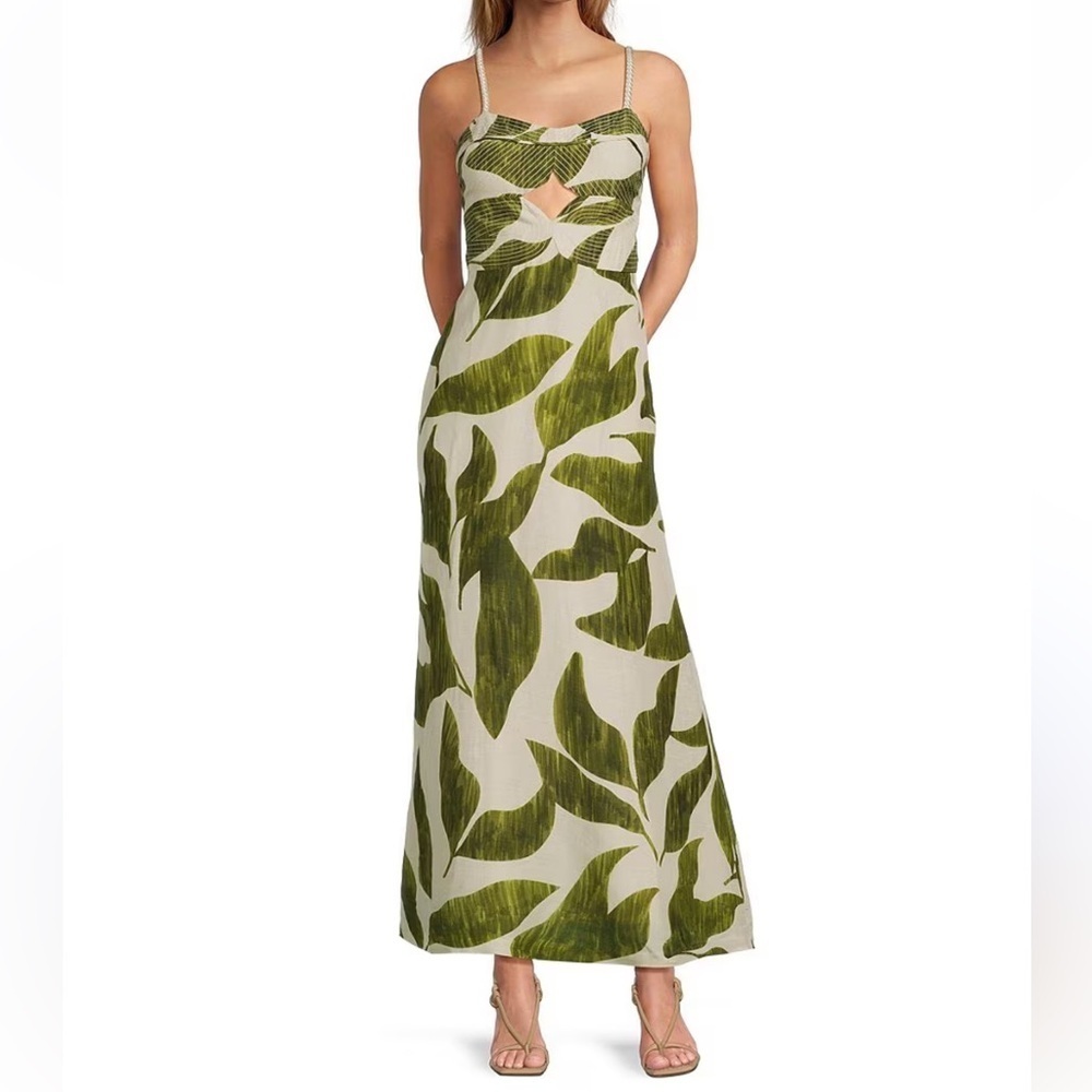 Antonio Melani M.G. Style Finley Linen Blend Sweetheart Neck Maxi Dress NWT $249 - Picture 3 of 12